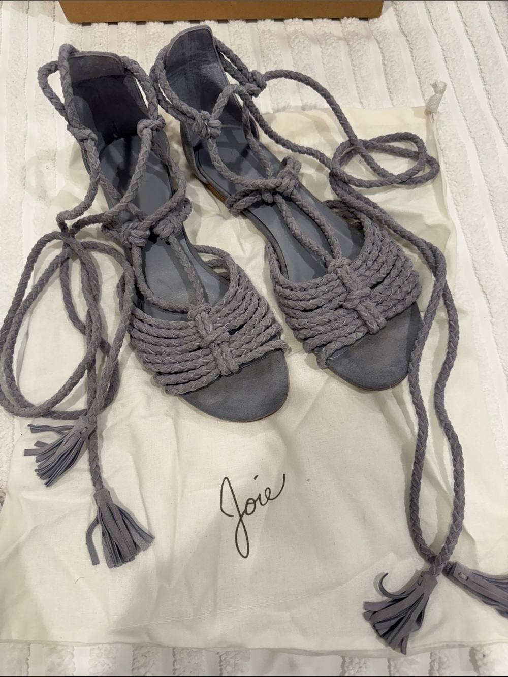 Joie Braided Lace-Up Gladiator Sandals in Gray